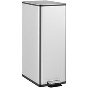 Silver 20L slim stainless steel pedal bin front view
