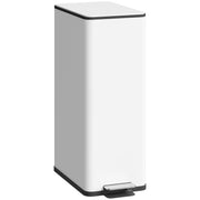 White 20L slim stainless steel pedal bin front view