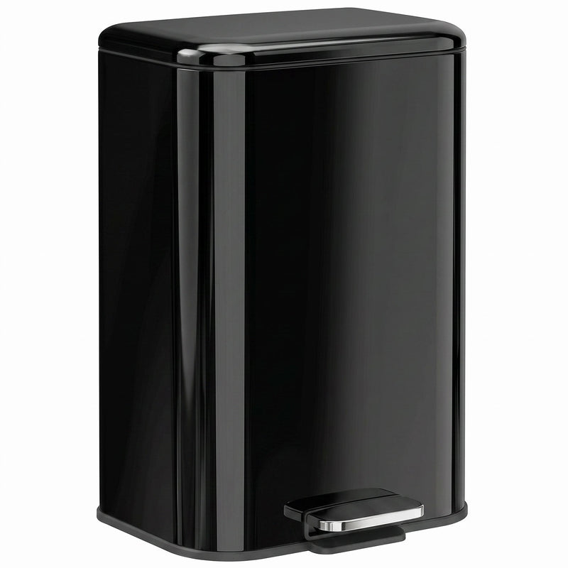 20L steel pedal bin with silver foot pedal on a white background