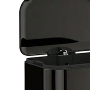 Close-up of the open lid and hinge on the pedal bin