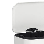 Close-up of the open lid and hinge on the pedal bin