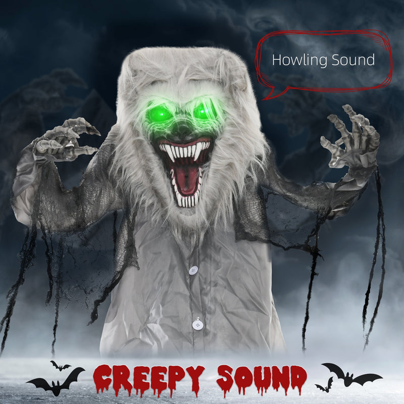 Skeleton werewolf decoration with howling sound callout