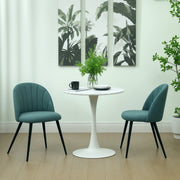 Green Velvet Dining Chairs Set of 2 with Metal Legs and Shell Backrest for Home