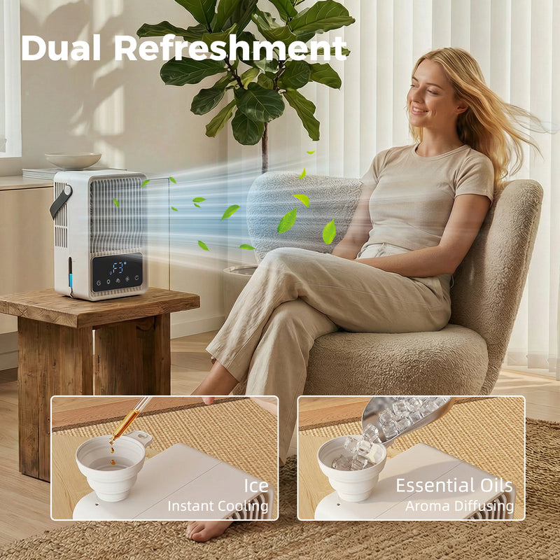 Desk Fan and Humidifier for Cool Comfortable Workspace with Touch Controls Black AOSOM