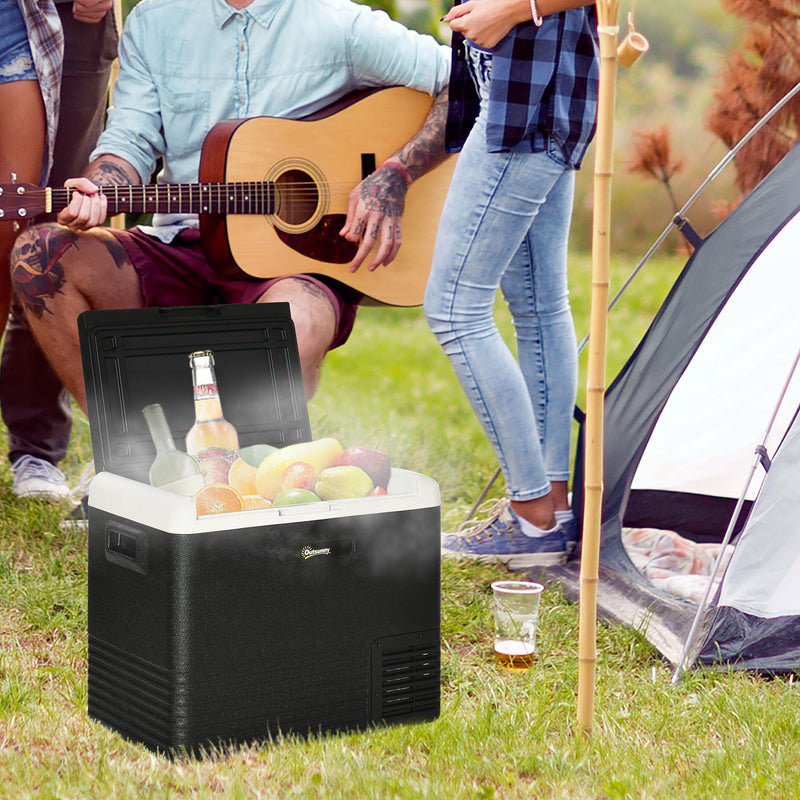 50L Portable Car Fridge Freezer with Dual Power for Camping and Travel Grey AOSOM