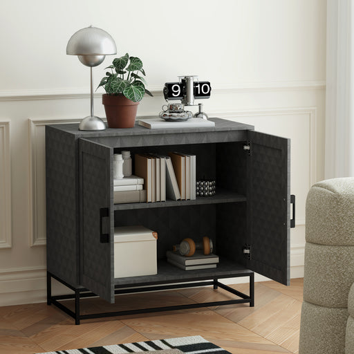 Grey Modern Sideboard Storage Cabinet with Adjustable Shelf and 2 Doors by Homcom