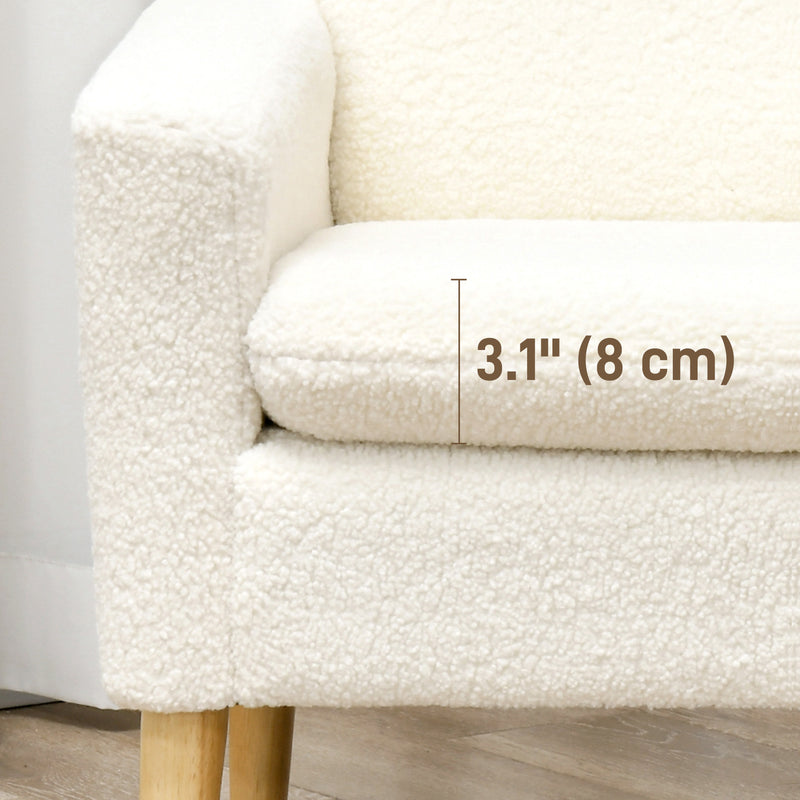 Upholstered Accent Armchair with Wide Padded Seat and Wooden Legs for Living Room Cream White
