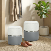 Ottoman Storage Set with Nesting Design for Living Room Organisation Grey Cream AOSOM