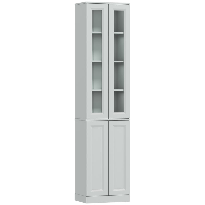 Slim Bathroom Floor Cabinet with Adjustable Shelves for Small Spaces Dusty Blue