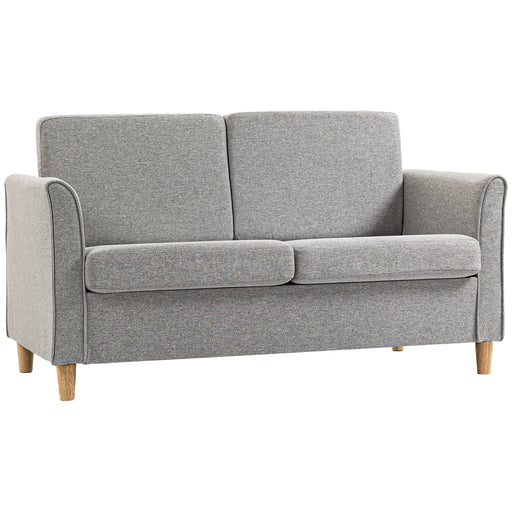 Modern 2 Seater Loveseat Sofa With Wooden Legs Ideal For Small Living Rooms Light Grey