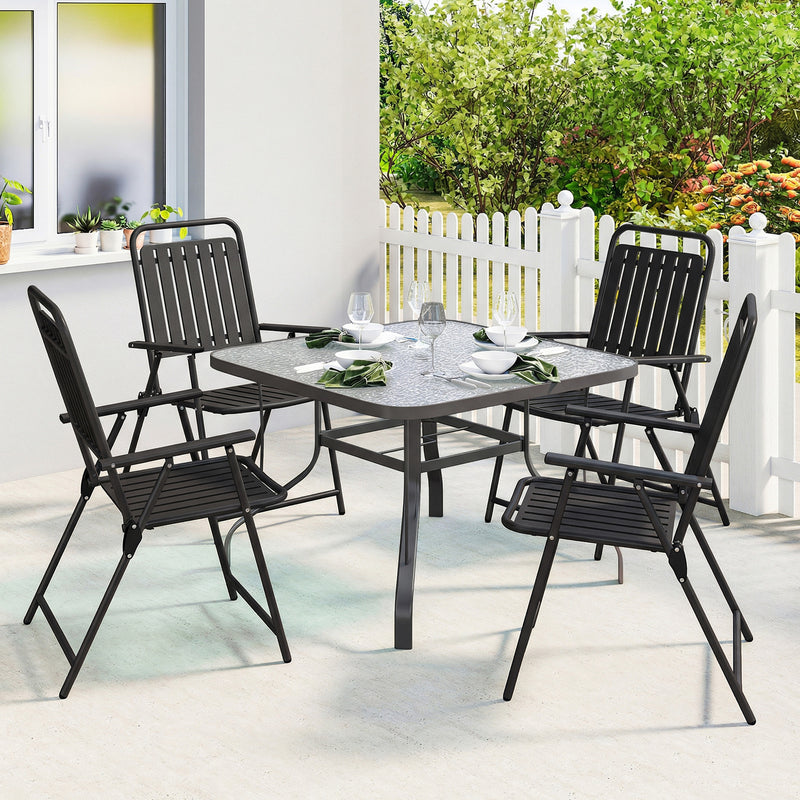 Folding Garden Dining Chairs Set of 4 for Flexible Indoor or Outdoor Seating Black