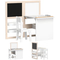 3 in 1 Kids Table and Chair Set with Storage and Drawing Board for Ages 3 to 8 White AOSOM