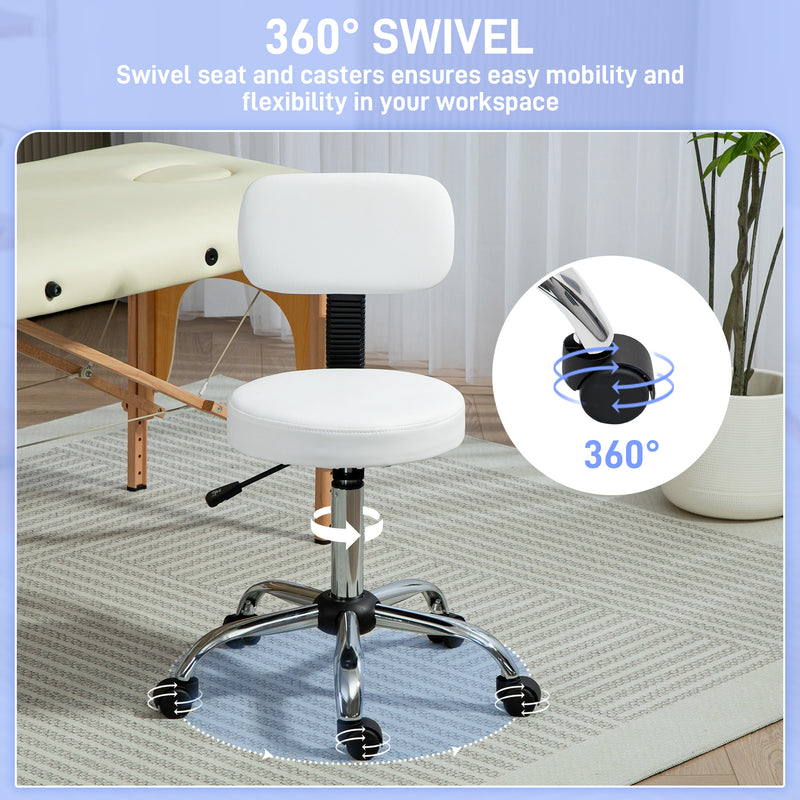 White 360 Degree Swivel Salon Stool with Adjustable Height by HOMCOM