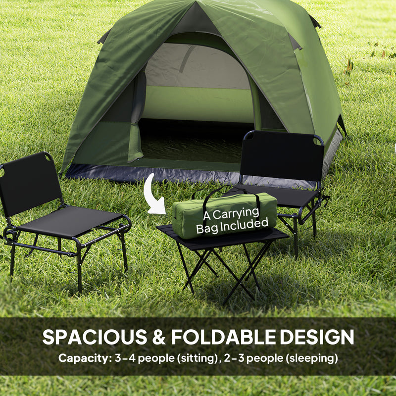 3 Person Waterproof Camping Tent With Mesh Windows And Groundsheet Olive Green