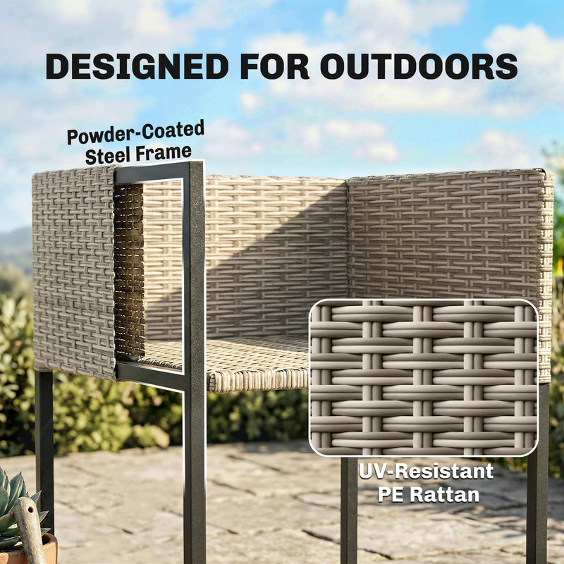 7-Piece Rattan Garden Dining Set with 6 Cushioned Chairs and Large Dining Table — Grey or Brown Outsunny