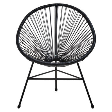 Black rattan bistro chair, front view