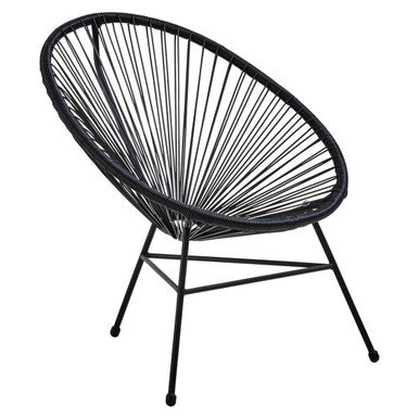 Black rattan bistro chair, detail view