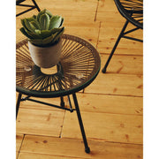 Black rattan 3 piece bistro set, lifestyle setting