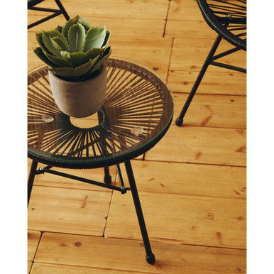 Black rattan 3 piece bistro set, lifestyle setting