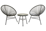 Grey rattan 3 piece bistro set, full product view