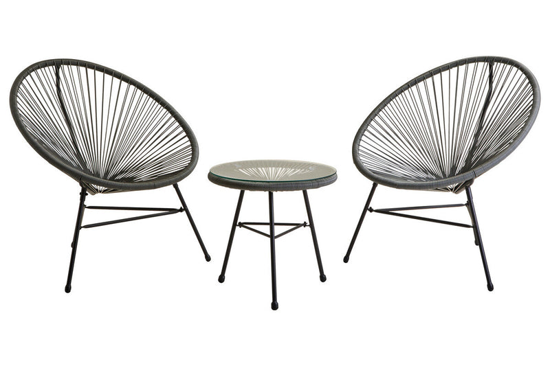 Grey rattan 3 piece bistro set, full product view