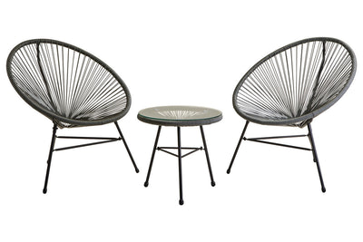 Grey rattan 3 piece bistro set, full product view