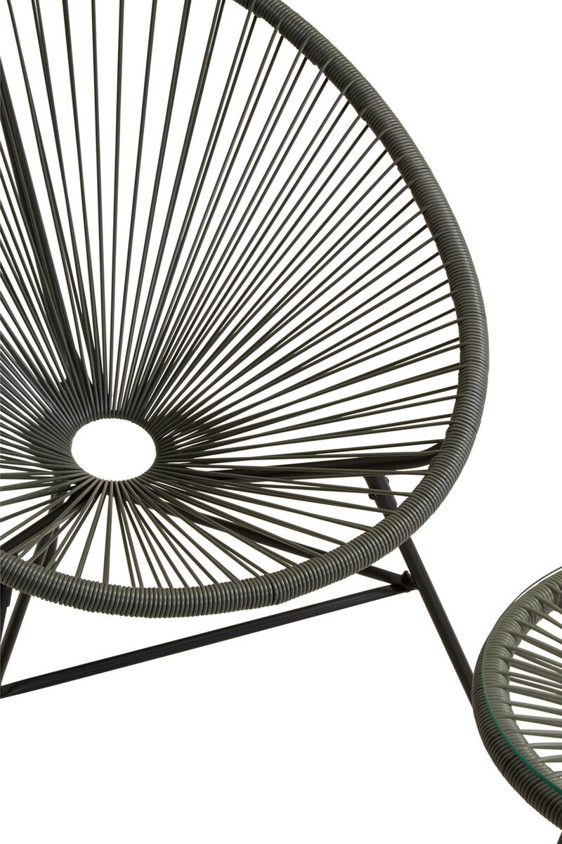 Close-up of the grey rattan-style weave