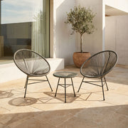 Grey rattan 3 piece bistro set styled on a patio