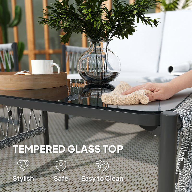 Grey 4 Seater Rattan Garden Furniture Set With Cushions by Outsunny