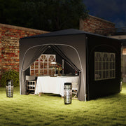 Black 3 x 3m Pop Up Gazebo Shelter with Accessories for Outdoor Events by Outsunny