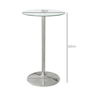 Round Glass Bar Table for 2 with Steel Base Ideal for Home Kitchen or Bistro Use Clear