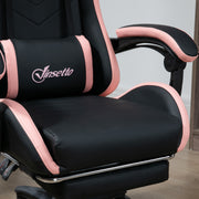 Reclining Gaming Chair With Footrest and Lumbar Support For Office or Home Use, Black and Pink