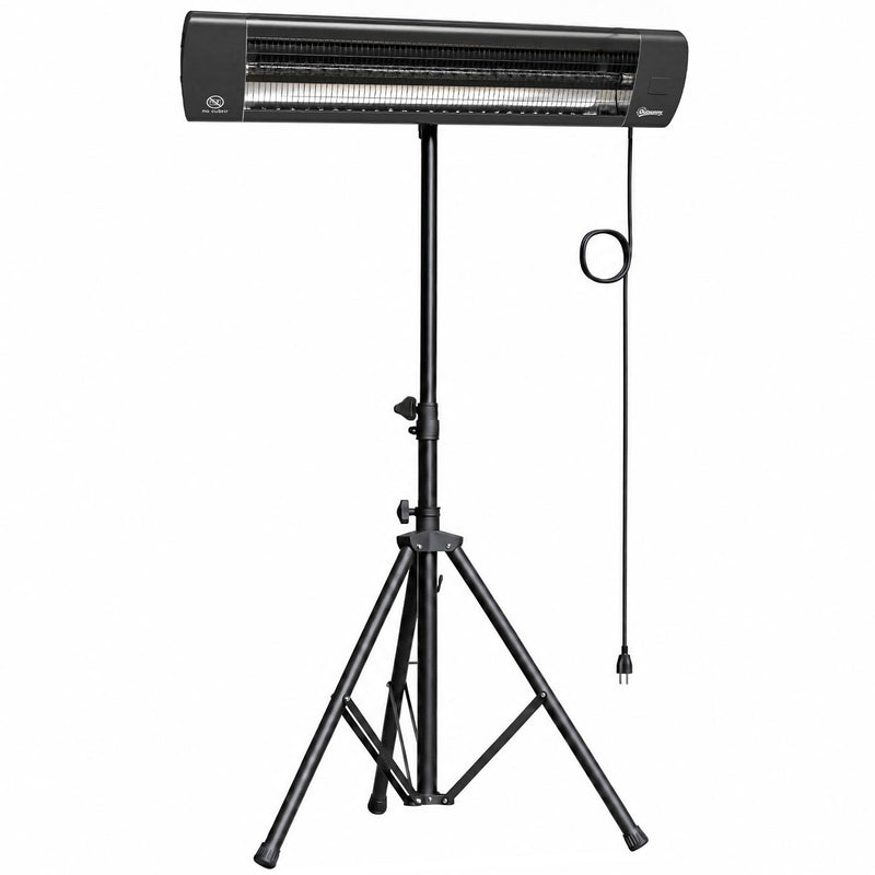 Outsunny 2500W black infrared patio heater on a tripod stand, studio shot