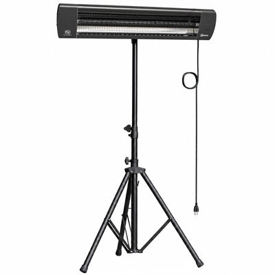 Outsunny 2500W black infrared patio heater on a tripod stand, studio shot