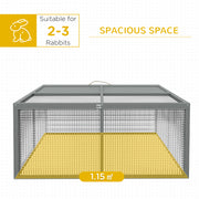 Wooden Folding Rabbit Hutch for 2 to 3 Rabbits with Outdoor Run Space Grey AOSOM