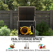 253L PE Rattan Garden Storage Box with Waterproof Liner for Garden Tools and Cushions Outsunny