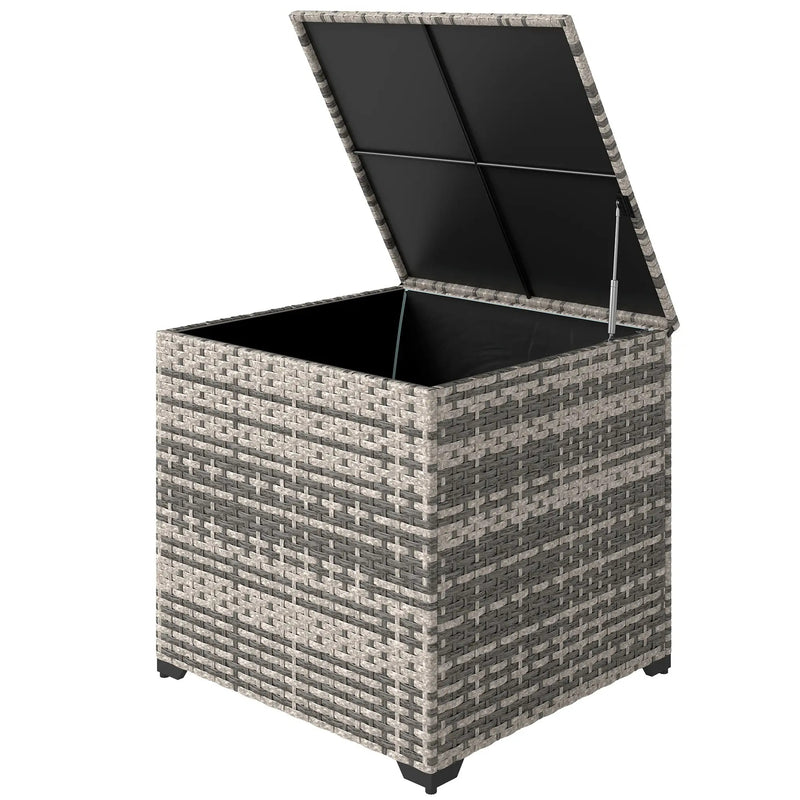253L PE Rattan Garden Storage Box with Waterproof Liner for Garden Tools and Cushions Outsunny