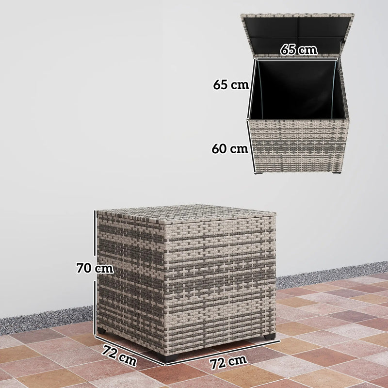 253L PE Rattan Garden Storage Box with Waterproof Liner for Garden Tools and Cushions Outsunny