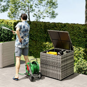 253L PE Rattan Garden Storage Box with Waterproof Liner for Garden Tools and Cushions Outsunny