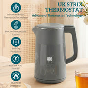 Electric Kettle with Fast Boil and Keep Warm Function for Busy Mornings 1.7L Grey Silver Homcom