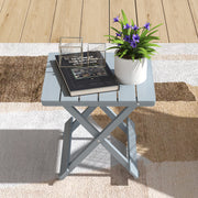 Foldable Wooden Garden Side Table for Outdoor or Indoor Use Slatted Top Light Grey Outsunny