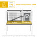 Grey Wooden Rabbit Hutch with Removable Tray and Openable Roof by PawHut