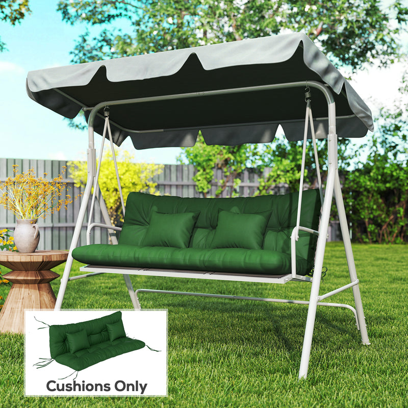 Garden Chair Cushion and Pillow Set for Comfortable Outdoor Seating Green AOSOM