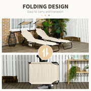 2 Piece Folding Sun Loungers with Canopy Adjustable Recliner Chairs for Garden Beach by Outsunny