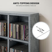 Tall CD Storage Unit with Adjustable Shelves for Living Room or Office Cement Grey