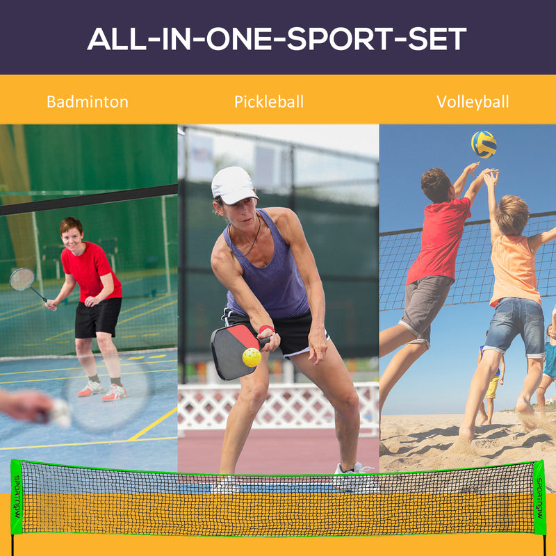 SPORTNOW Badminton Net Set, Height Adjustable Net for Pickleball, Volleyball, Badminton, with 3 Shuttlecocks, 4 Rackets AOSOM