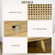 Set of 2 Rattan Bedside Tables with Storage Shelf and Cupboard Ideal for Bedrooms Natural