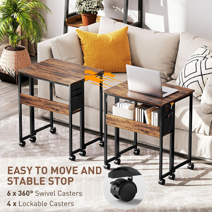 Industrial Drop Leaf Writing Desk 63 cm Space Saving Home Office Work Table