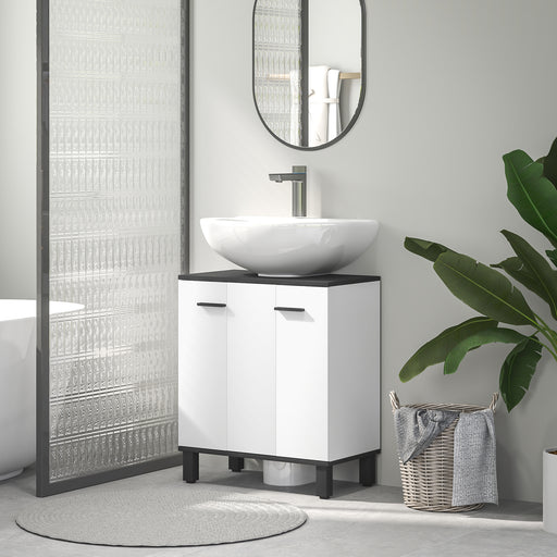 Under Sink Bathroom Cabinet High Gloss White Modern Storage Unit by HOMCOM