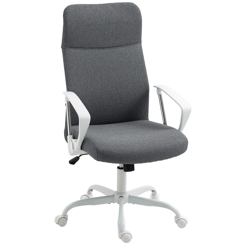 Grey High Back Fabric Office Chair Ergonomic Design For Home Or Work Desk Comfort